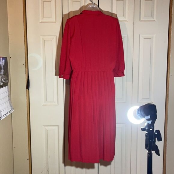 Vintage Sweetbriar 1980s Red Shirtwaist Dress 12 But Runs Small - Picture 8 of 16